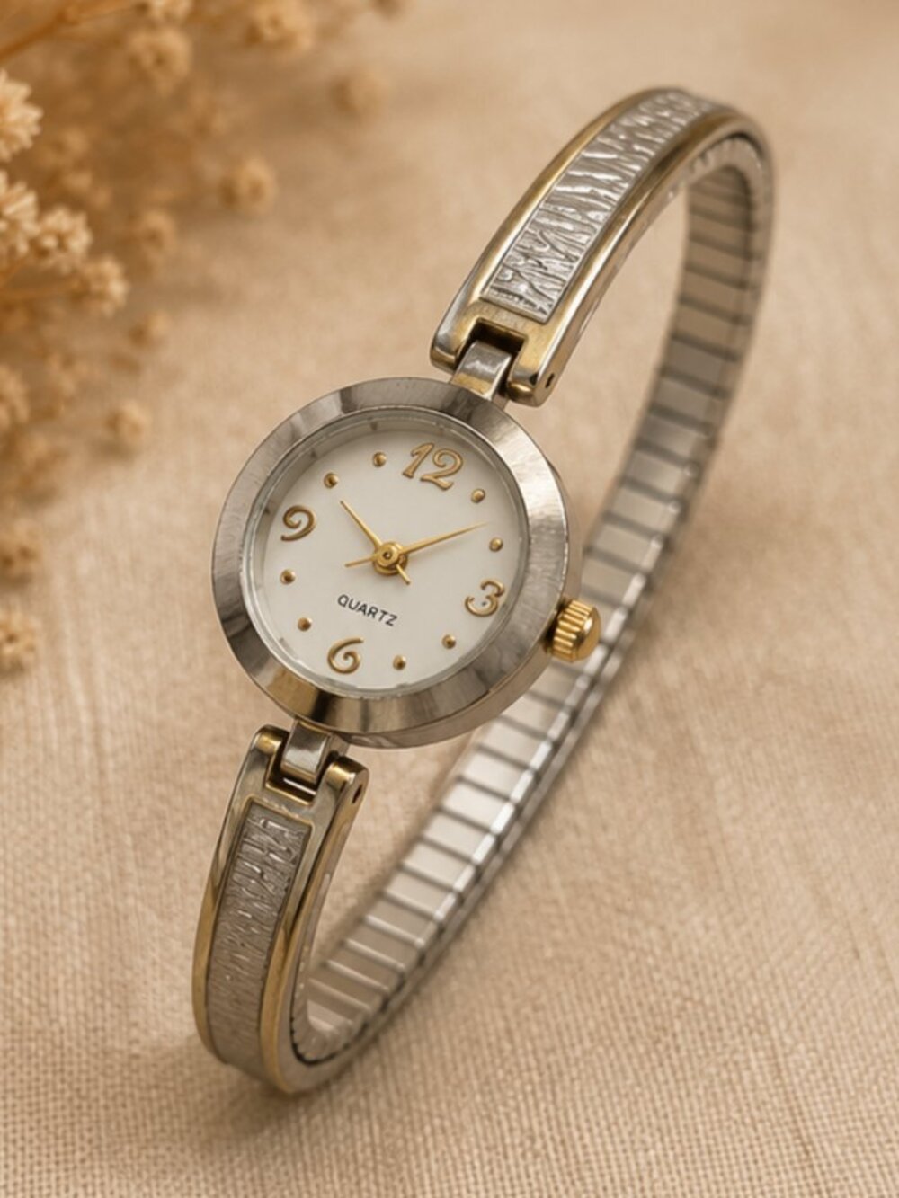 Vintage Silver-Tone Bangle Watch